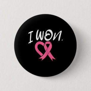 Ik Won Borstkanker Bewustzijn Ondersteuning Roze L Ronde Button 5,7 Cm