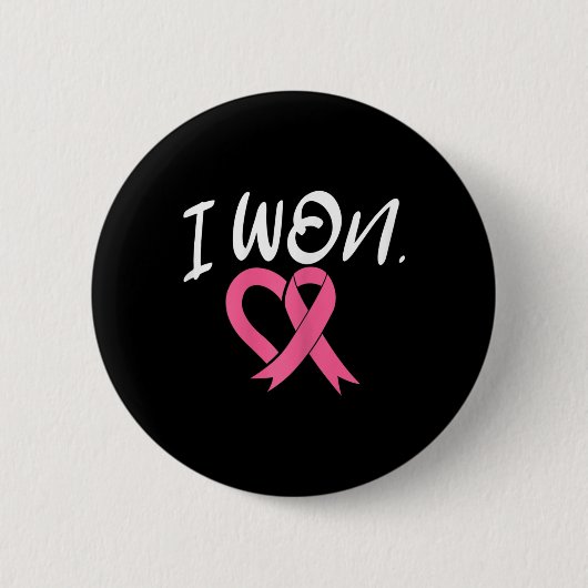 Ik Won Borstkanker Bewustzijn Ondersteuning Roze L Ronde Button 5,7 Cm (Voorkant)