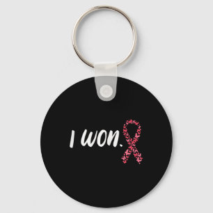 Ik Won Borstkanker Bewustzijn Steun Roze Lint  Sleutelhanger