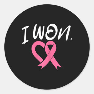 Ik won borstkankerbewustzijn steun roze lint ronde sticker