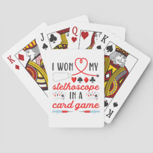 Ik Won M'n Stethoscoop In Een Kaartspel Pokerkaarten