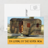 IK WONEN NU AAN DE RIVIER Fun Trailers van Hout Briefkaart (Voorkant / Achterkant)