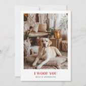 Ik woof je Red Dog Retriever Valentijnse Fotokaart Feestdagenkaart (Voorkant)