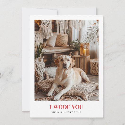 Ik woof je Red Dog Retriever Valentijnse Fotokaart Feestdagenkaart (Voorkant)