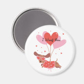 Ik woof je Schattigee teckel hond rode hart ballon Magneet (Voorkant / Achterkant)