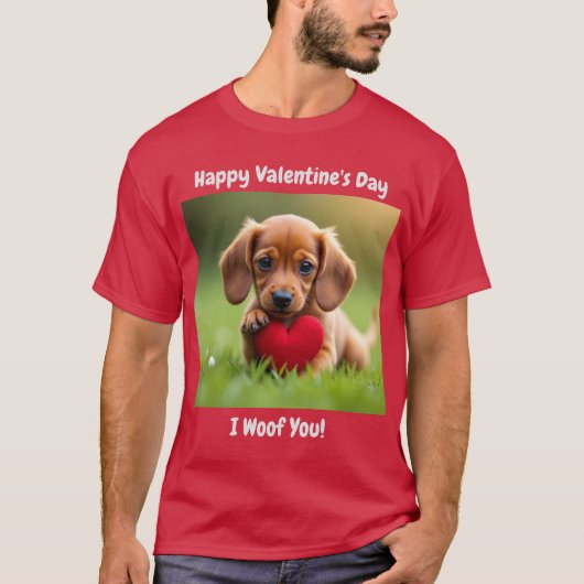 Ik woof je Valentijnsdag T-shirt (Voorkant)
