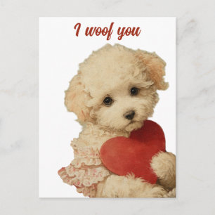 Ik woof je Vintage Puppy Love Bericht Briefkaart