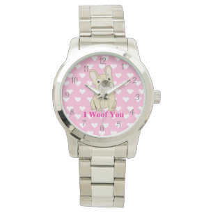 Ik Woof Jou - Franse Bulldog harten Horloge