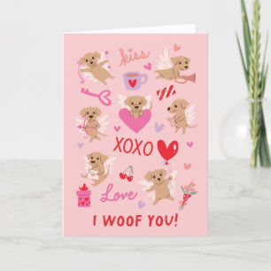 Ik Woof You Puppy Angels Valentijnsdag Feestdagen Kaart