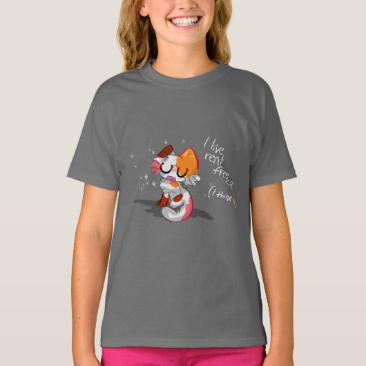 ✨ "Ik woon huur gratis <3 (ik denk 😰)" ✨ Cat T-shirt (Voorkant)