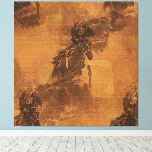 Ik woon in Barrel Race - Rodeo Event Canvas Afdruk (Insitu (Houten vloer))