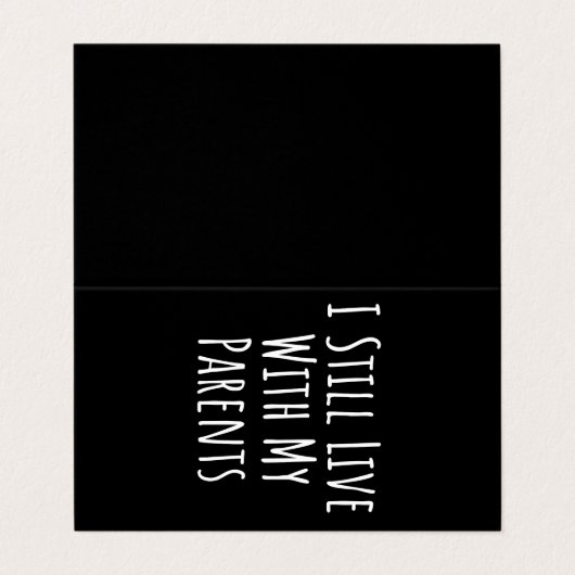 ik woon nog steeds bij mijn ouders visitekaartje (Buitenkant ongevouwen)