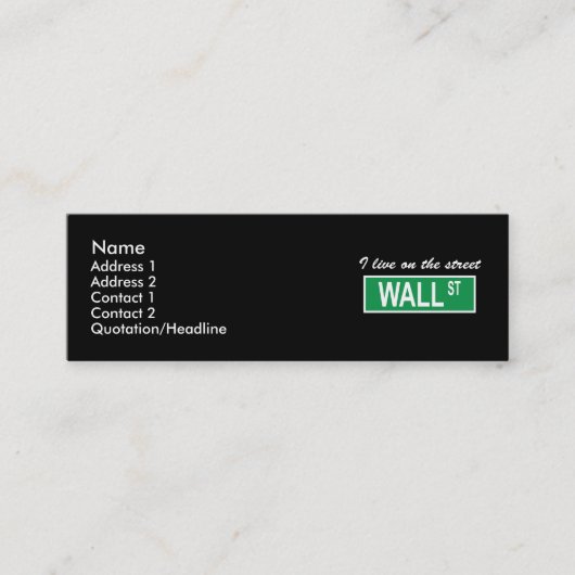 "Ik woon op de straatmuur St"-kaart met donkere pr Mini Visitekaartje (Voorkant)