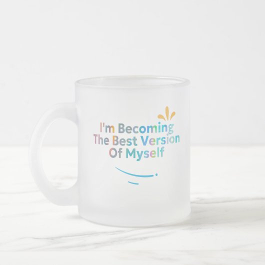 Ik word de beste versie van mezelf matglas koffiemok (Links)