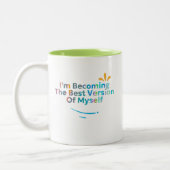 Ik word de beste versie van mezelf tweekleurige koffiemok (Links)