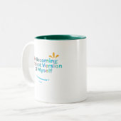 Ik word de beste versie van mezelf tweekleurige koffiemok (Voorkant links)