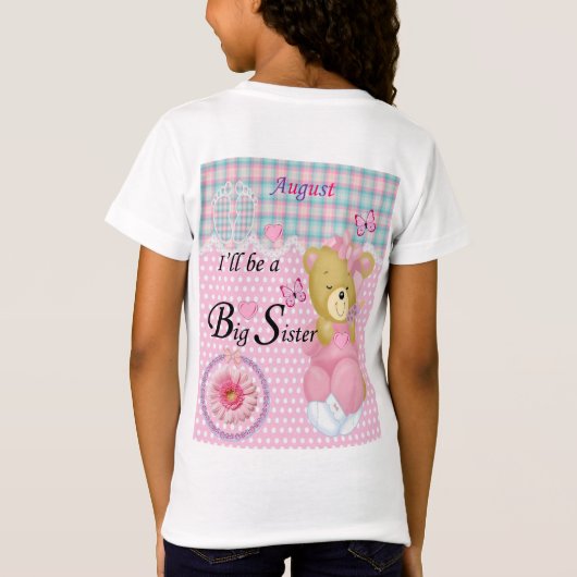 Ik word een Big Sister, August Girls T-shirt (Achterkant)