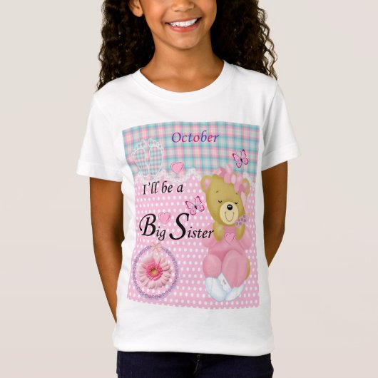 Ik word een Big Sister, Oktober Girls T-shirt (Voorkant)