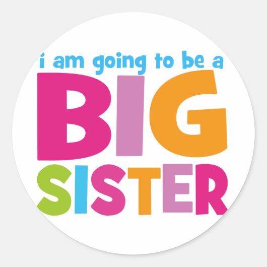 Ik word een Big Sister Ronde Sticker (Voorkant)