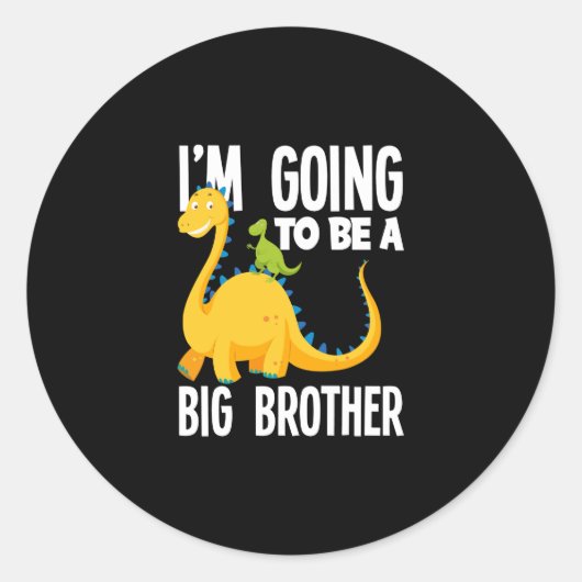Ik word een grote broer dinosaurus ronde sticker (Voorkant)