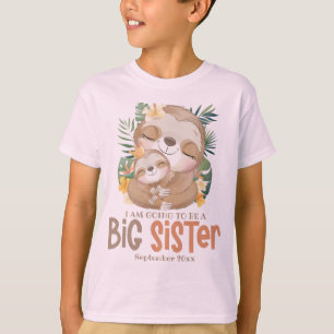 Ik word een grote zus luiaard aankondiging t-shirt