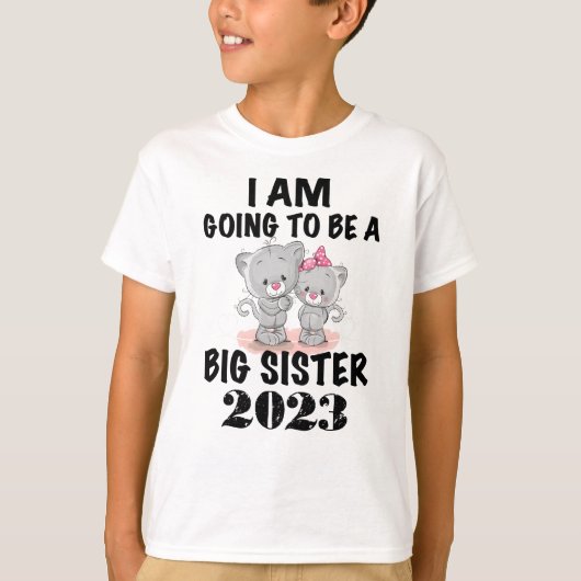Ik word een grote zuster 2023-kat t-shirt (Voorkant)