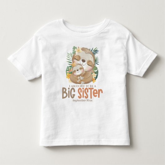 Ik word een grote zuster Sloth-aankondiging Kinder Shirts (Voorkant)