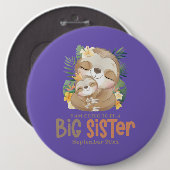 Ik word een grote zuster Sloth-aankondiging Ronde Button 6,0 Cm (Voorkant /achterkant)