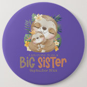 Ik word een grote zuster Sloth-aankondiging Ronde Button 6,0 Cm (Voorkant)