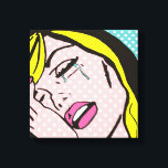 Ik word een Pop van de rivier, een schilderachtig  Canvas Afdruk<br><div class="desc">Deze Cry Me a River Pop Art Stretched Canvas heeft een stripboek dat geïnspireerd is op een emotioneel misplaatste jonge vrouw met blond haar, roze lippen en watertranen. De vrouw staat op een aqua en witte polka stipachtergrond. Het leven is misschien niet eerlijk, maar dit canvas maakt het bijna op!...</div>