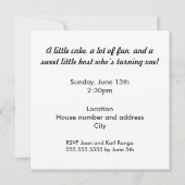 Ik word een uitnodiging van de Birthday Party (Achterkant)