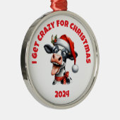 Ik word gek van kerst Koe Metalen Ornament (Rechts)