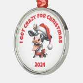 Ik word gek van kerst Koe Metalen Ornament (Links)