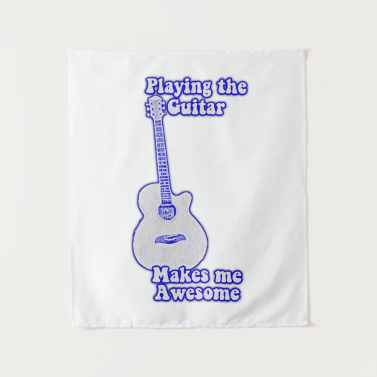 Ik word geweldige van gitaar spelen.  blauw wandkleed (Voorkant)