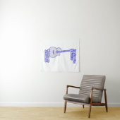 Ik word geweldige van gitaar spelen.  blauw wandkleed (In Situ (horizontaal))