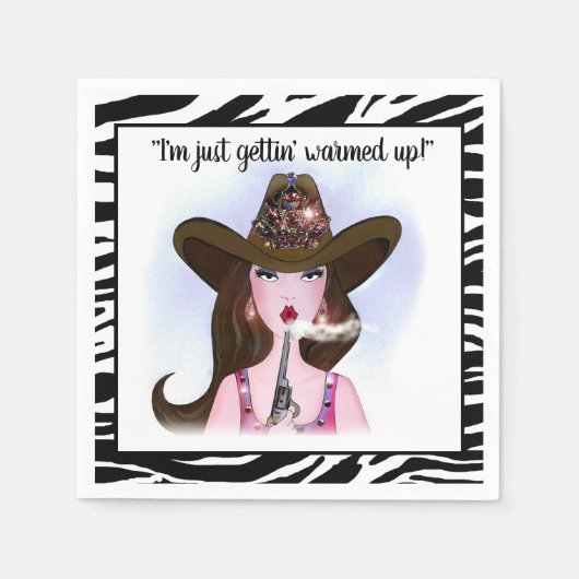 Ik word gewoon opgewarmd. Cowgirl Paper Napkins Servet (Voorkant)
