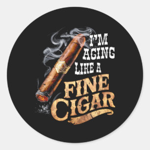 Ik word ouder als een fijne sigaar Funny Fathers D Ronde Sticker