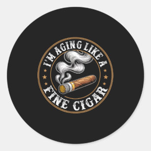 Ik word ouder als een fijne sigaar retro grappige  ronde sticker
