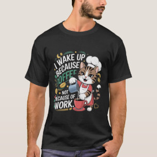 Ik word wakker omdat koffie niet komt door werk t-shirt