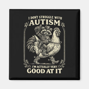 Ik Worstel Niet Met Autisme Grappige Vintage Wasbe Magneet