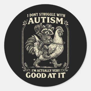 Ik Worstel Niet Met Autisme Grappige Vintage Wasbe Ronde Sticker