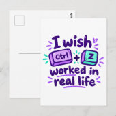 Ik wou dat Ctrl Z in het echte leven werkte - tech Briefkaart (Voorkant / Achterkant)