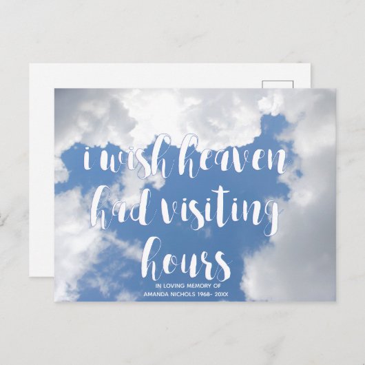 Ik wou dat de hemel een bezoekuur had | Herdenking Briefkaart (Voorkant / Achterkant)