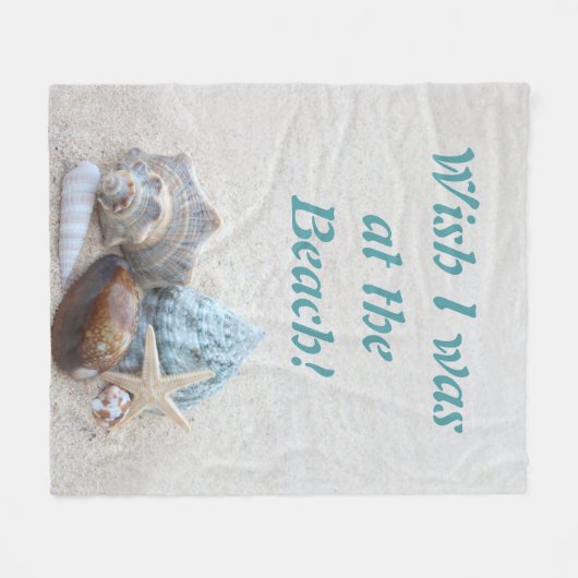 Ik wou dat ik bij het strand was fleece deken (Voorkant (Horizontaal))