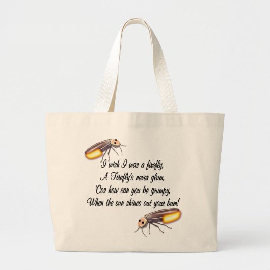 Ik wou dat ik een Firefly was Grote Tote Bag (Voorkant)