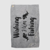 Ik wou dat ik een grappig citaat aan het vissen wa golfhanddoek (Voorkant)