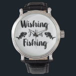 Ik wou dat ik een grappig citaat aan het vissen wa horloge<br><div class="desc">Penseelscripttypografie Wishing I was vissen</div>