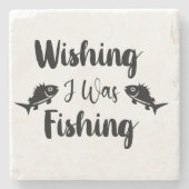 Ik wou dat ik een grappig citaat aan het vissen wa stenen onderzetter (Voorkant)