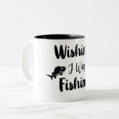 Ik wou dat ik een grappig citaat aan het vissen wa tweekleurige koffiemok (Voorkant links)