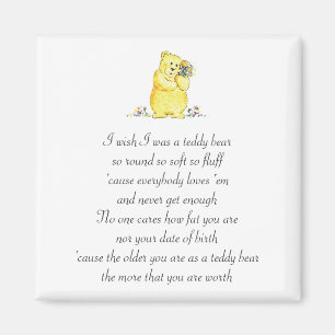 Ik wou dat ik een Teddy Bear Poem Magnet was
